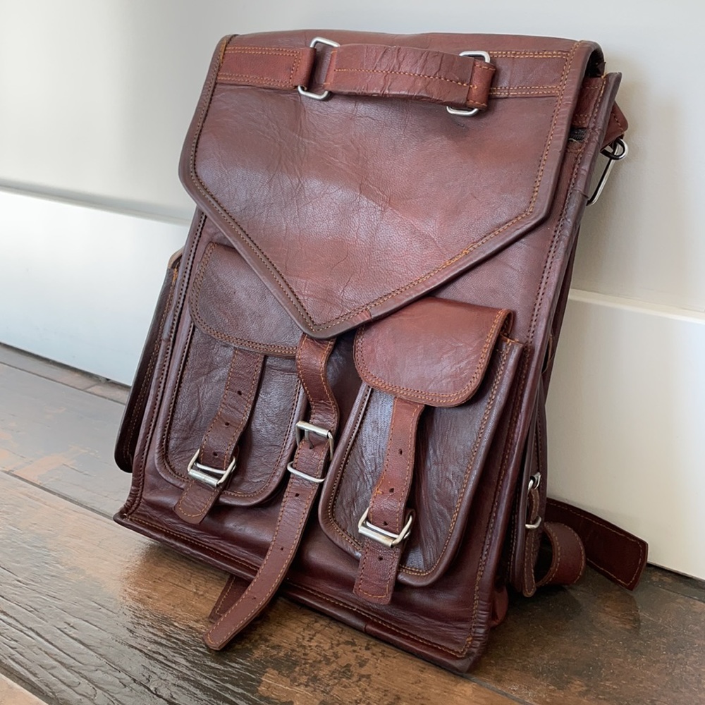 Vintage Genuine Leather Backpack Satchel bag Shoulder bag